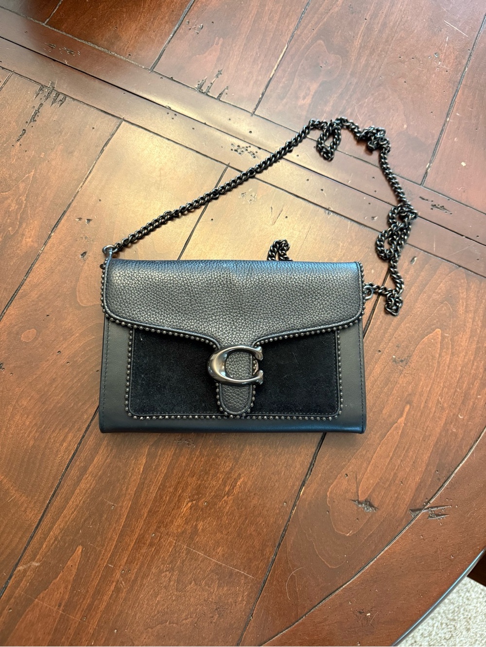 Coach Tabby Chain Clutch in black pebbled leather Used!
